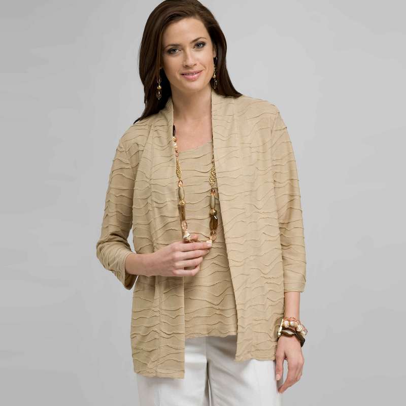 Open Front Cardigan, Toast, large image number 0