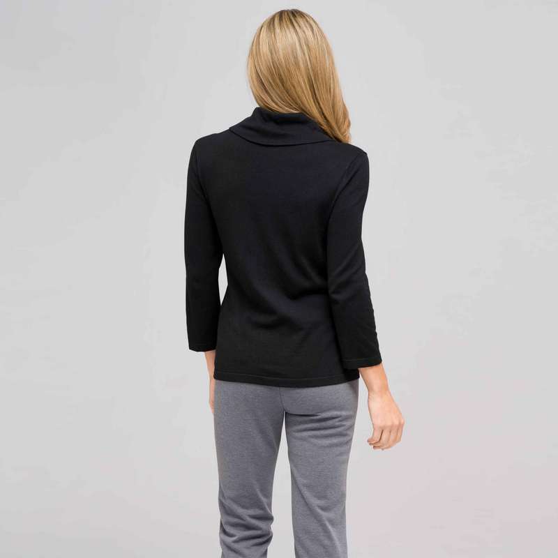 Cowl Neck Sweater, Black, large image number 1