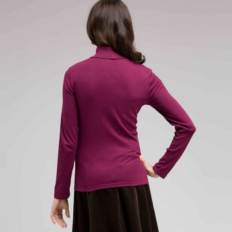 Long Sleeve Turtleneck Top, Plum Wine, large image number 1