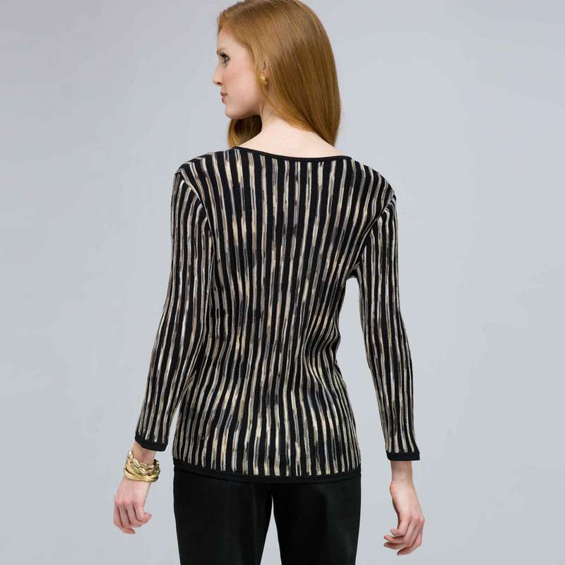 3/4 Sleeve Zip Cardigan., Black Multi, large image number 1